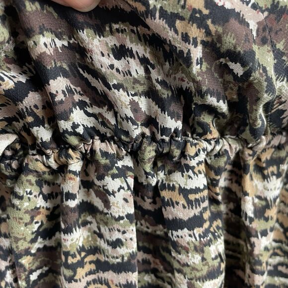 Joie Size Small Silk Classic Vneck Mini Dress Abstract Animal Print Boho - Picture 3 of 9